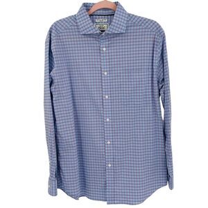 Jos. A. Bank blue plaid non-iron stretch slim fit dress shirt size 16.5